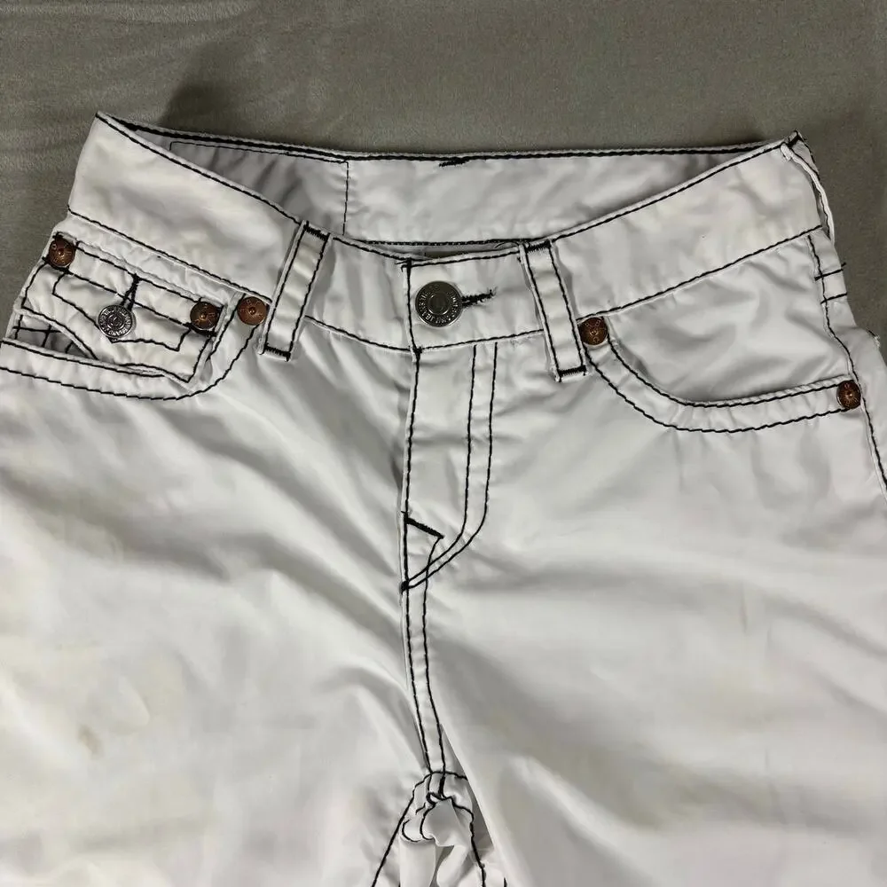 True Religion World Tour Surf Seat White Swim Trunks Shorts Size 30 Mens